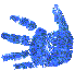 Hand blau klein links